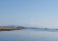 べた踏み坂（江島大橋）と大山