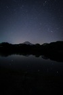 上野池に大山と満天の星空